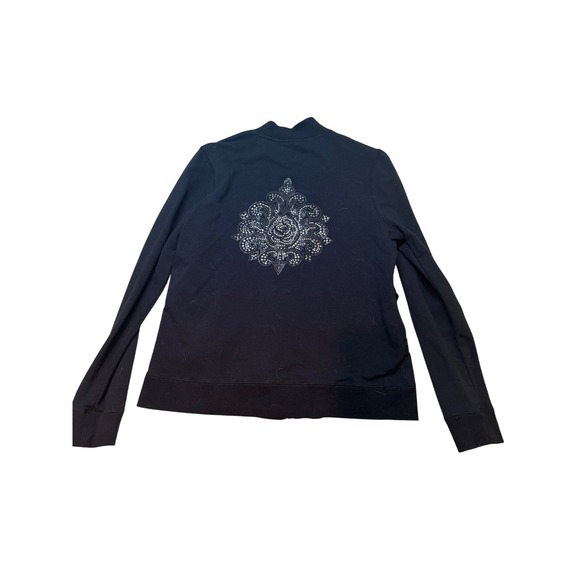 BCBGMAXAZRIA Black Rhinestone Tracksuit Set Jacket Pants Women's XL - Picture 3 of 14